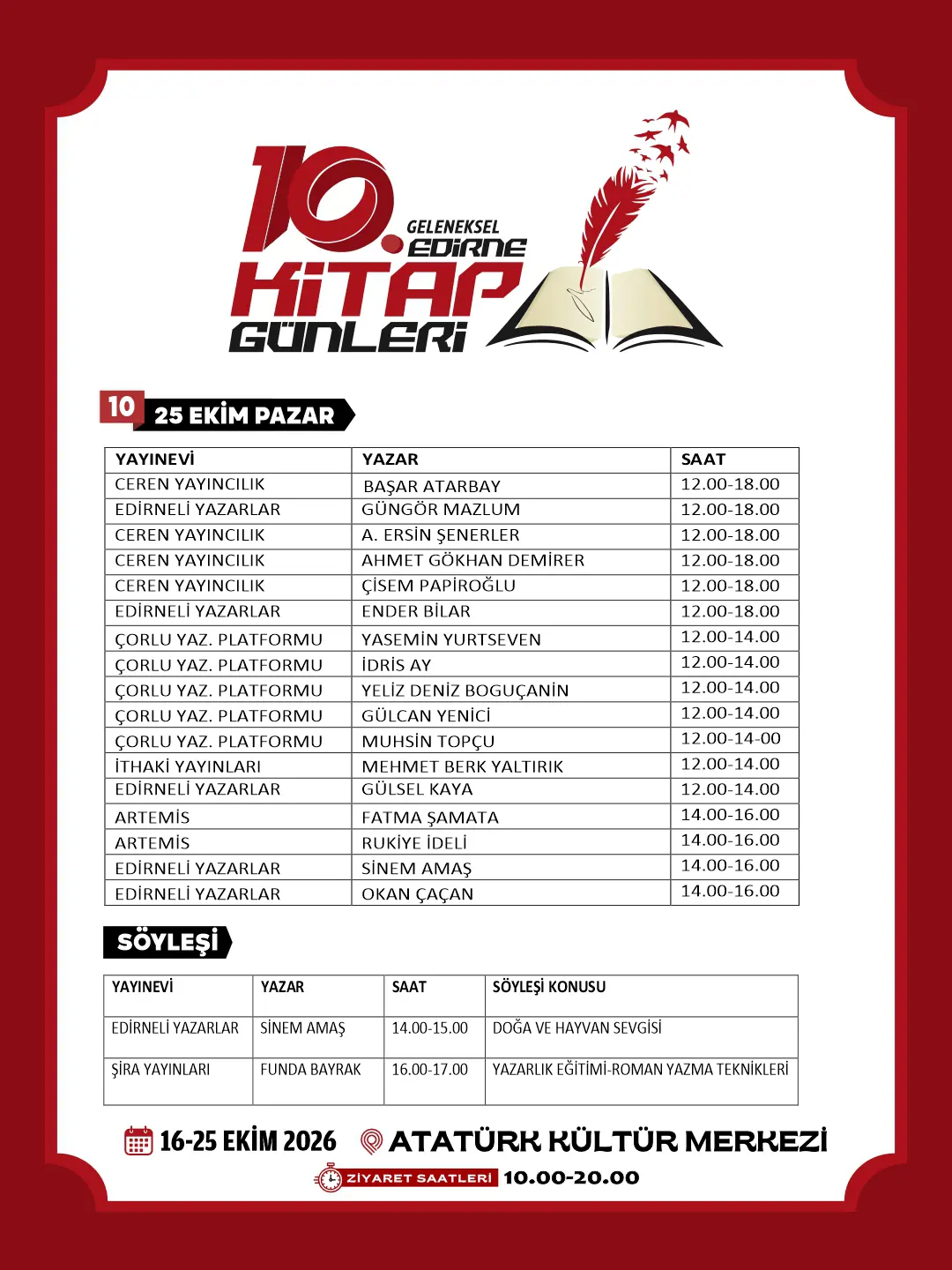 10. GELENEKSEL EDİRNE KİTAP GÜNLERİ’NİN PROGRAMI AÇIKLANDI galeri görseli